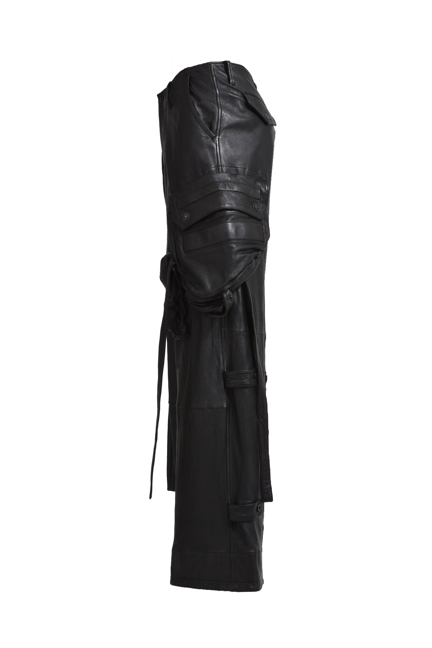 LAMB SKIN GASMASK CARGO TROUSER / BLK