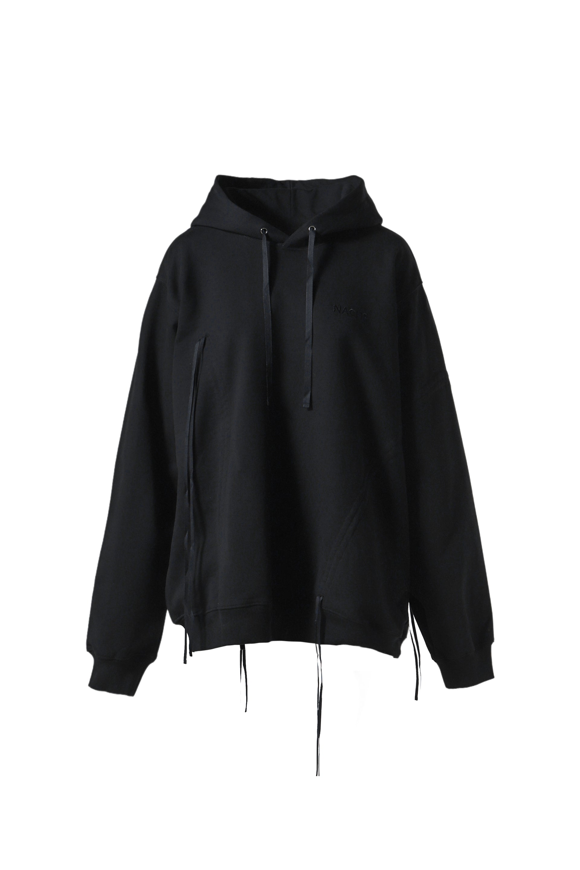 NACHE SHIRRING HOODIE SWEAT SHIRT / BLK