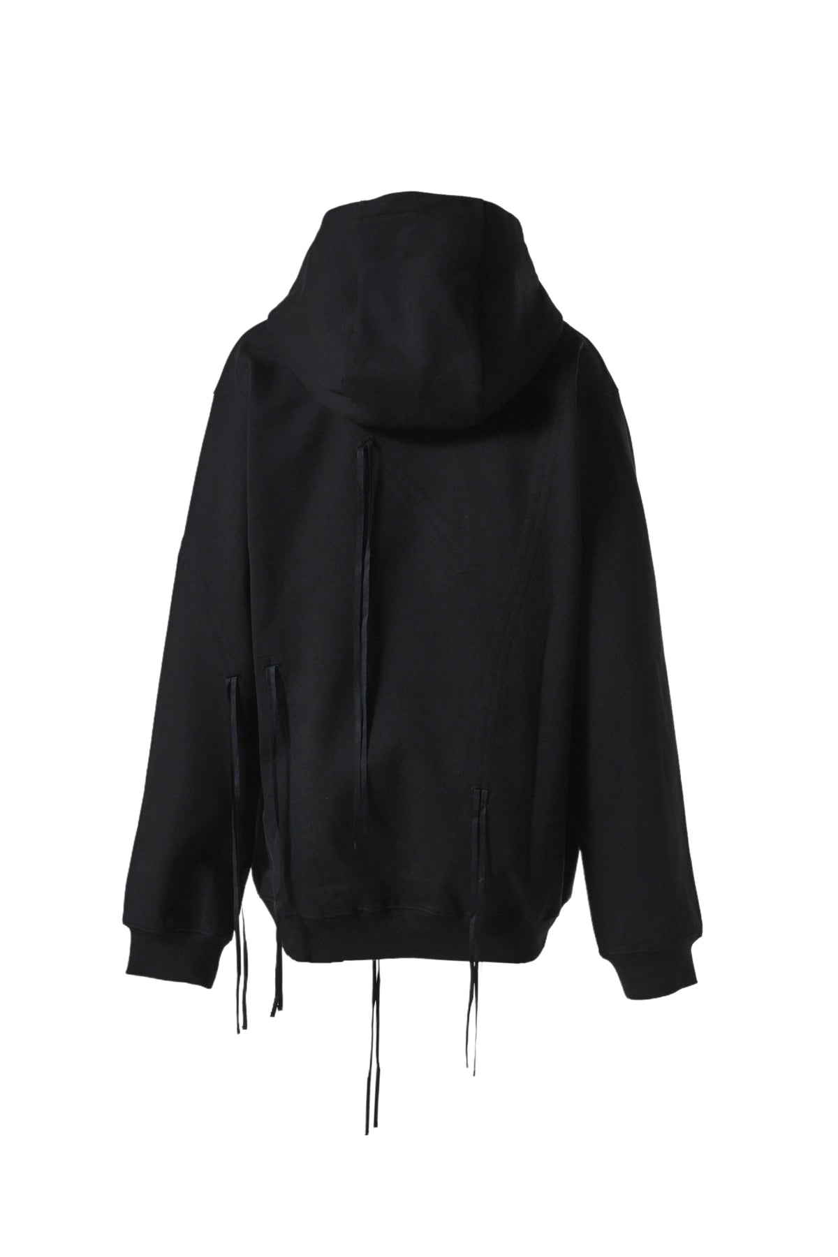 SHIRRING HOODIE SWEAT SHIRT / BLK