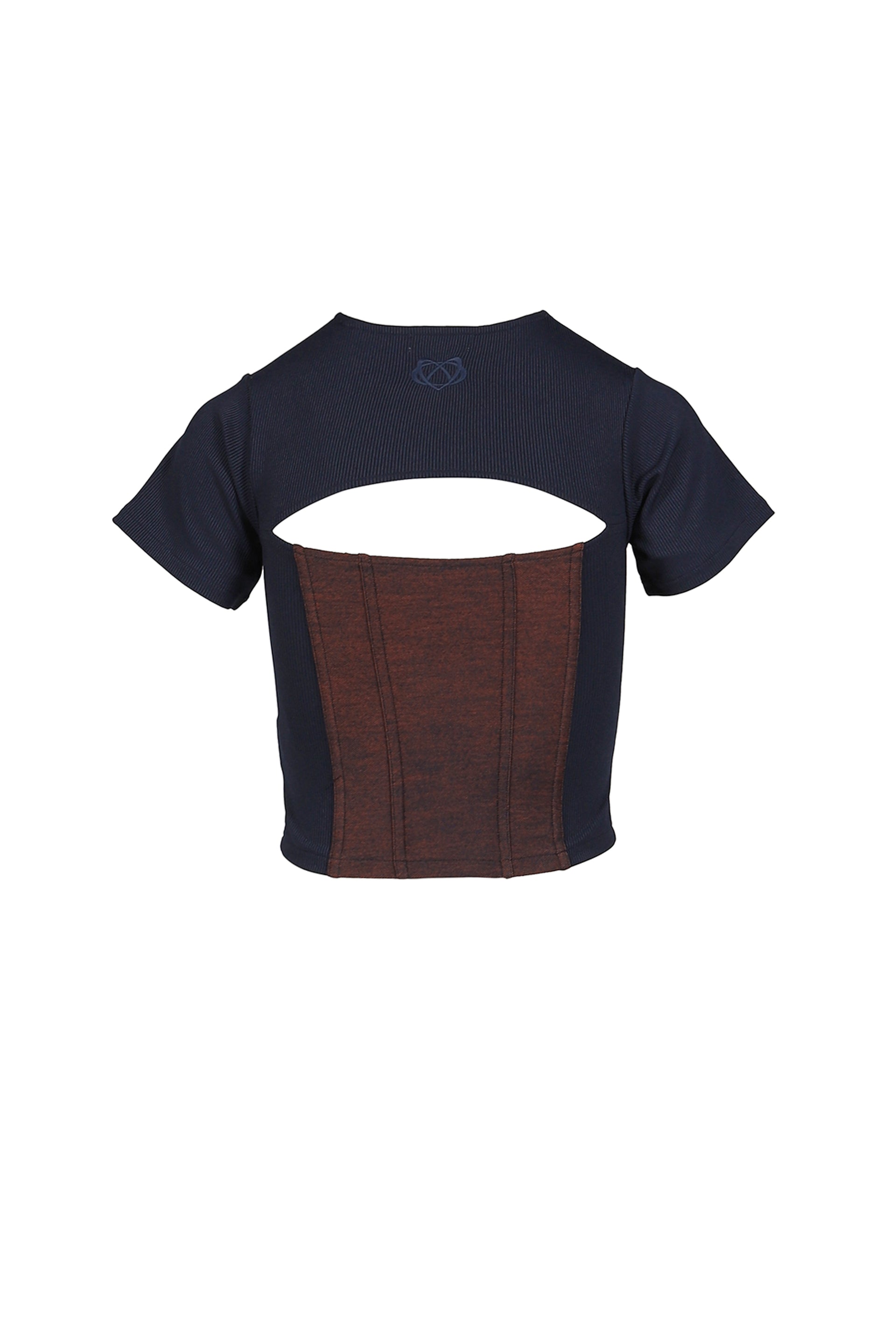 DENIM LACE COMBI T-SHIRT / ORANGE