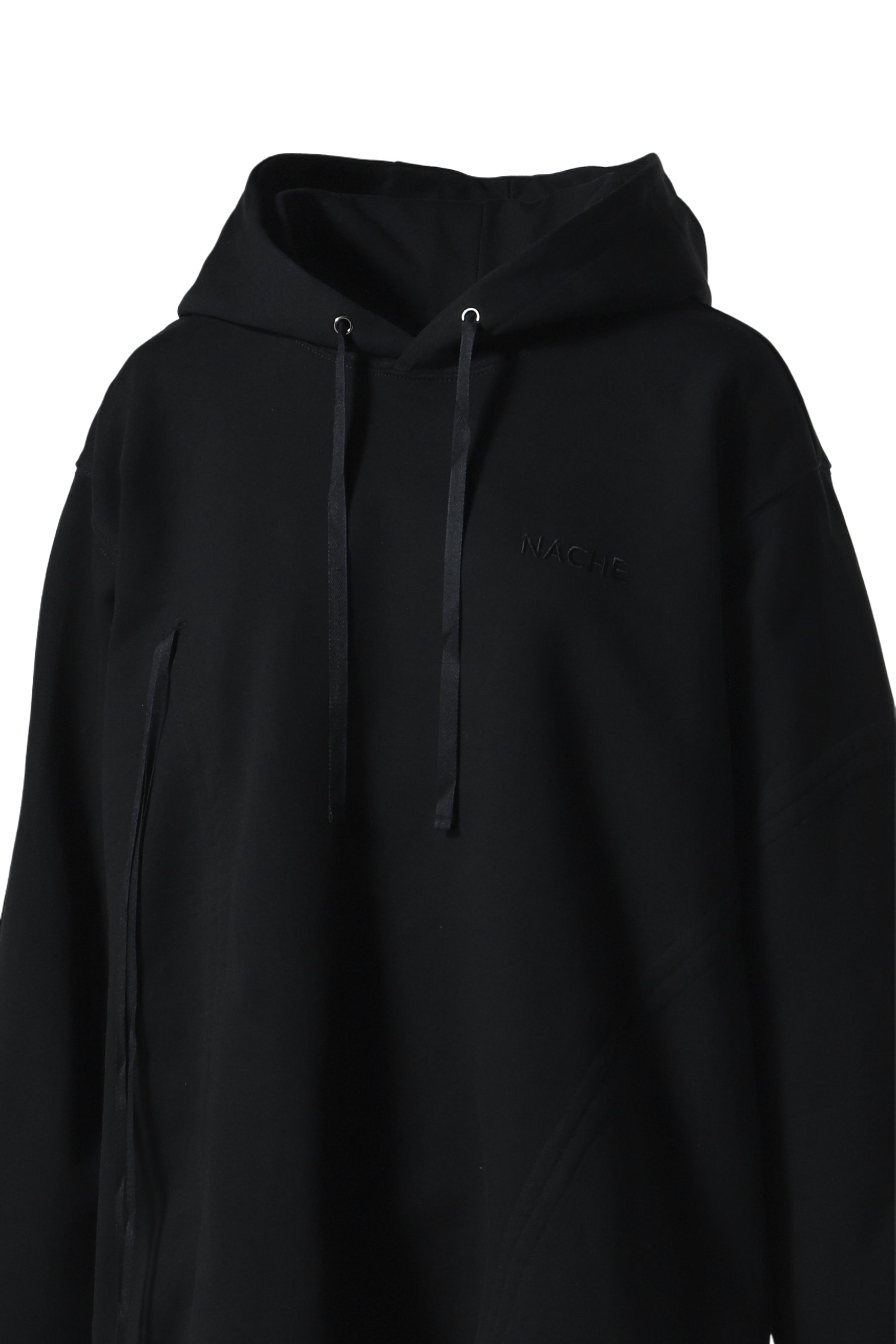 SHIRRING HOODIE SWEAT SHIRT / BLK