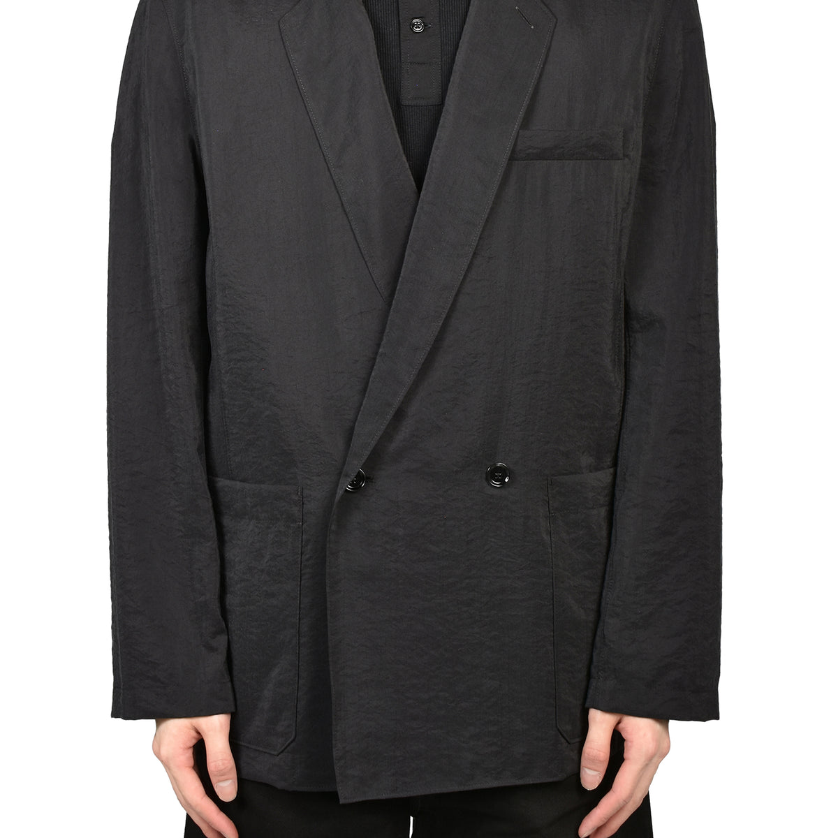 LEMAIRE SS26 SOFT DB JACKET / BLK - NUBIAN