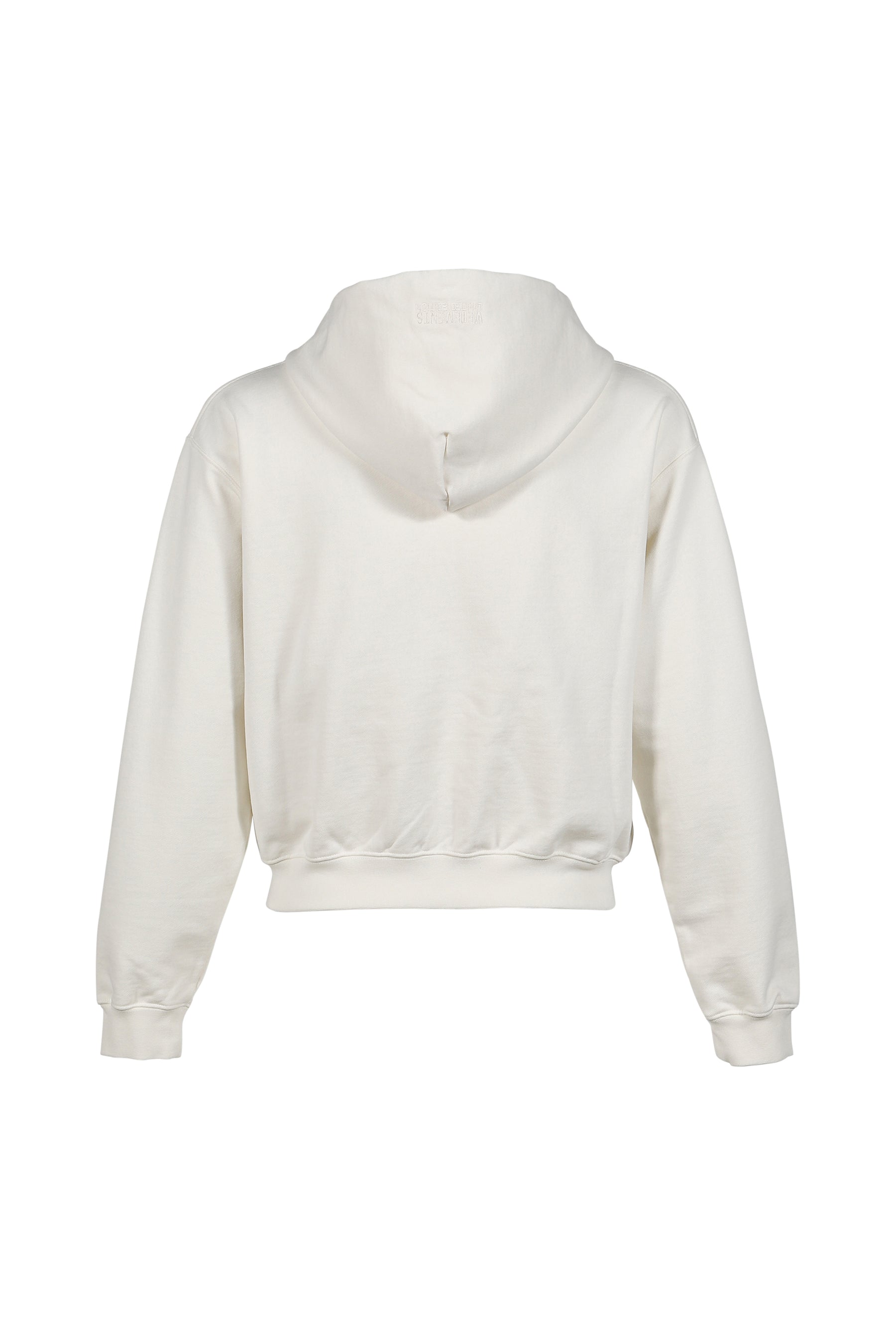VETEMENTS BIKER CROSS LOGO FITTED ZIP-UP HOODIE / VANILLA