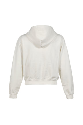 VETEMENTS BIKER CROSS LOGO FITTED ZIP-UP HOODIE / VANILLA