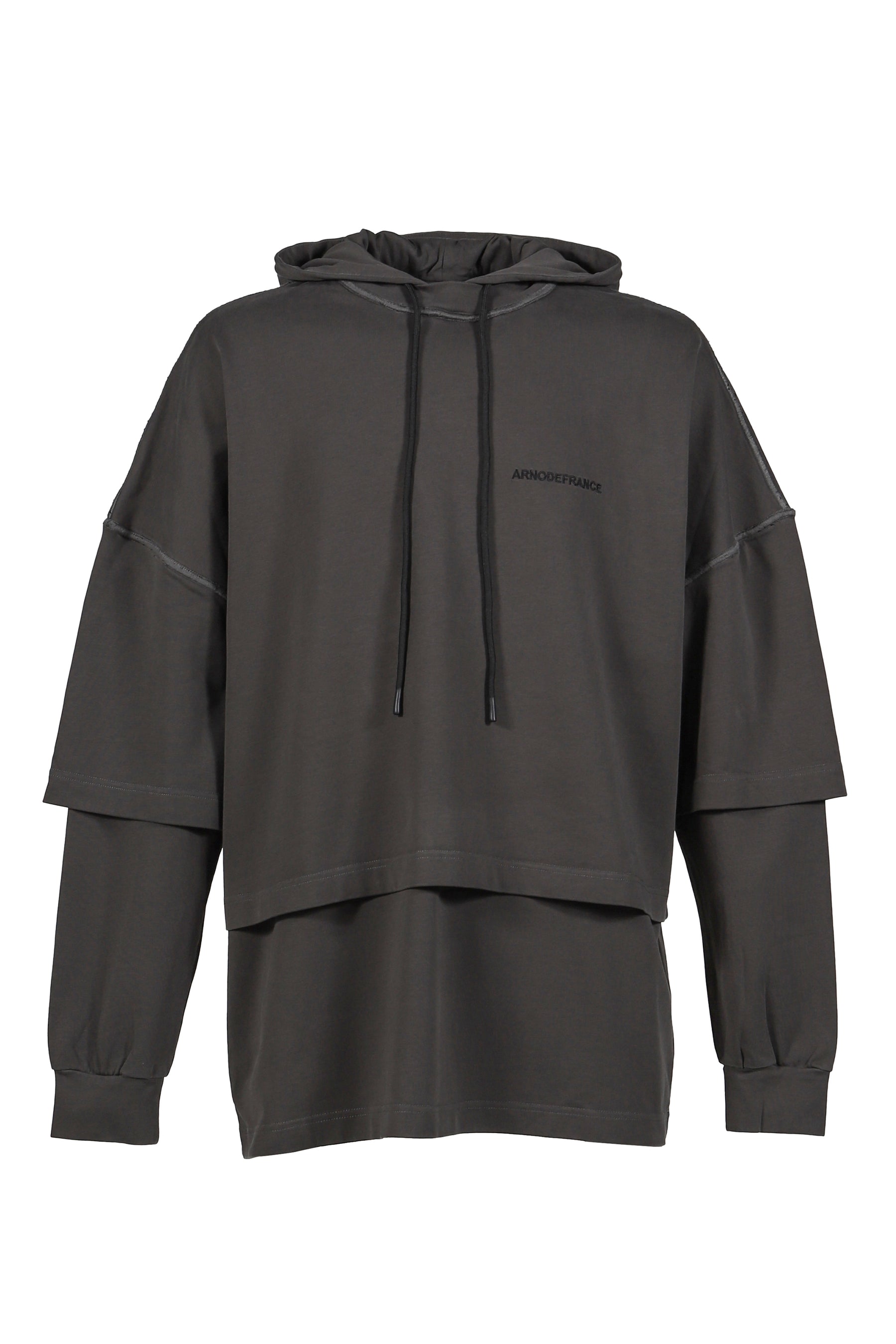 HOODED TEE OVERLAPPED / WASHED GREY