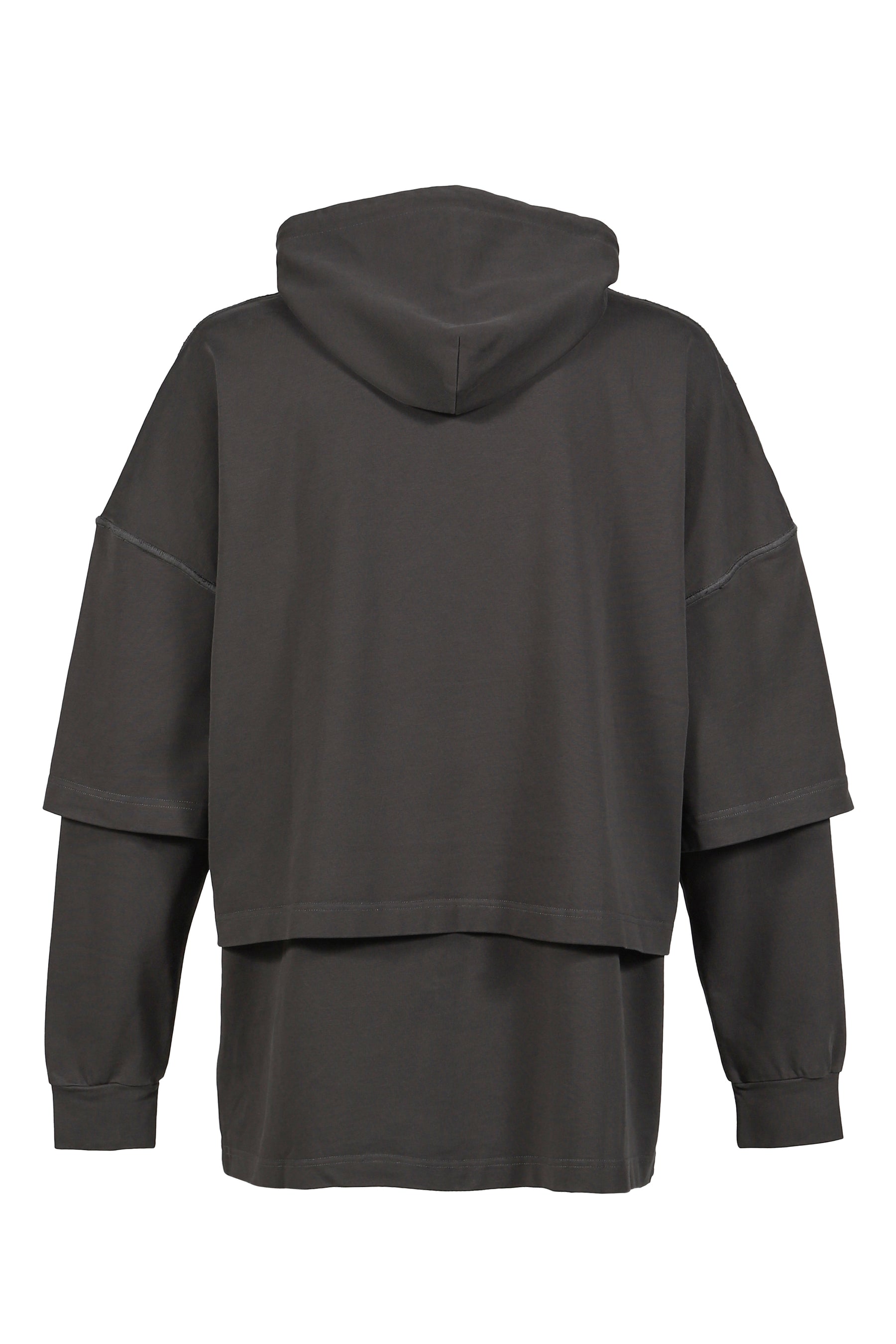 HOODED TEE OVERLAPPED / WASHED GREY