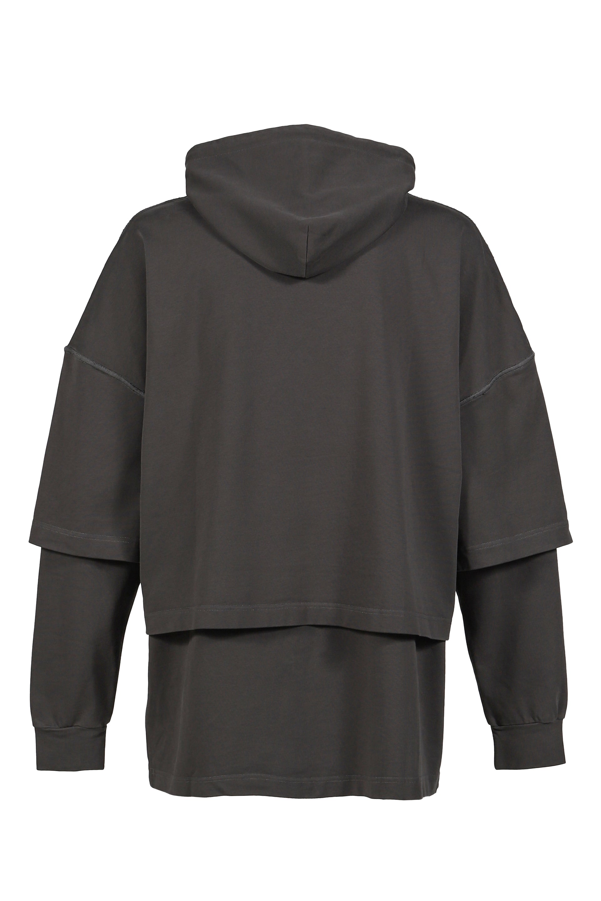 HOODED TEE OVERLAPPED / WASHED GREY