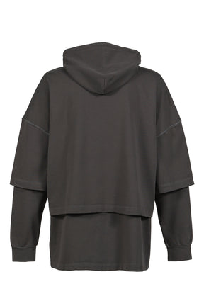 HOODED TEE OVERLAPPED / WASHED GREY