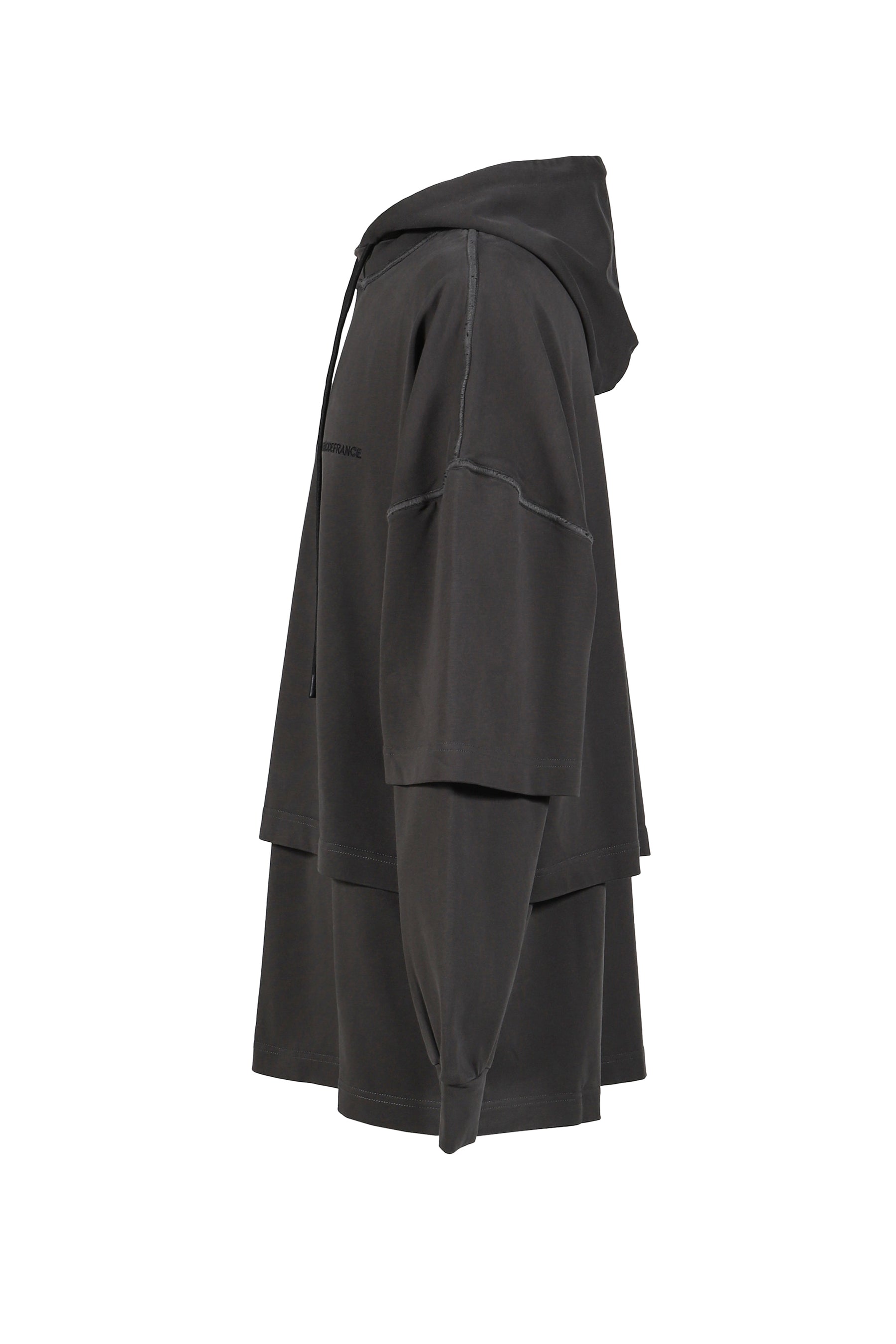 HOODED TEE OVERLAPPED / WASHED GREY