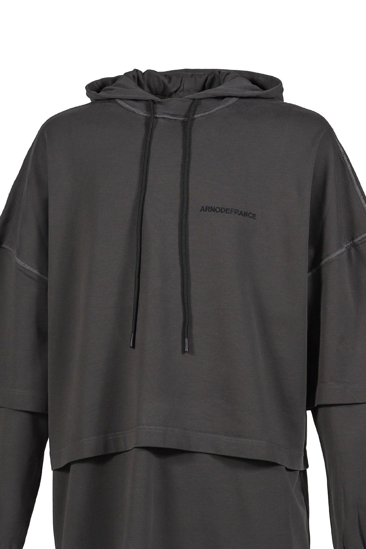 HOODED TEE OVERLAPPED / WASHED GREY