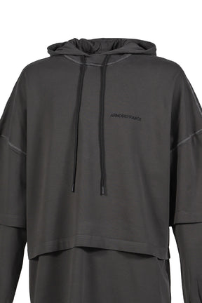 HOODED TEE OVERLAPPED / WASHED GREY