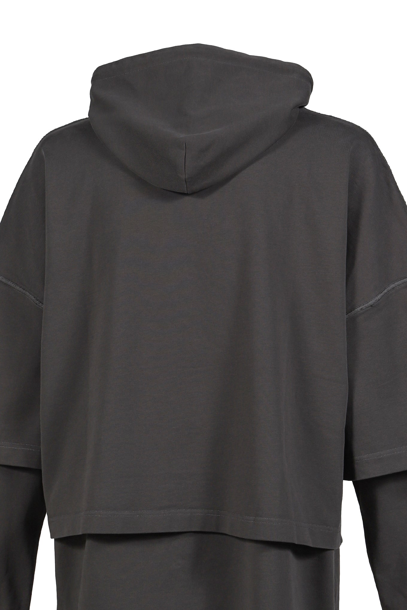 HOODED TEE OVERLAPPED / WASHED GREY
