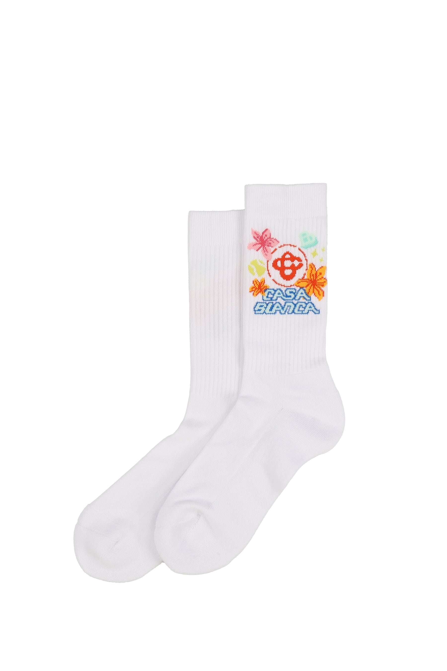 FLORAL SOCKS / WHT