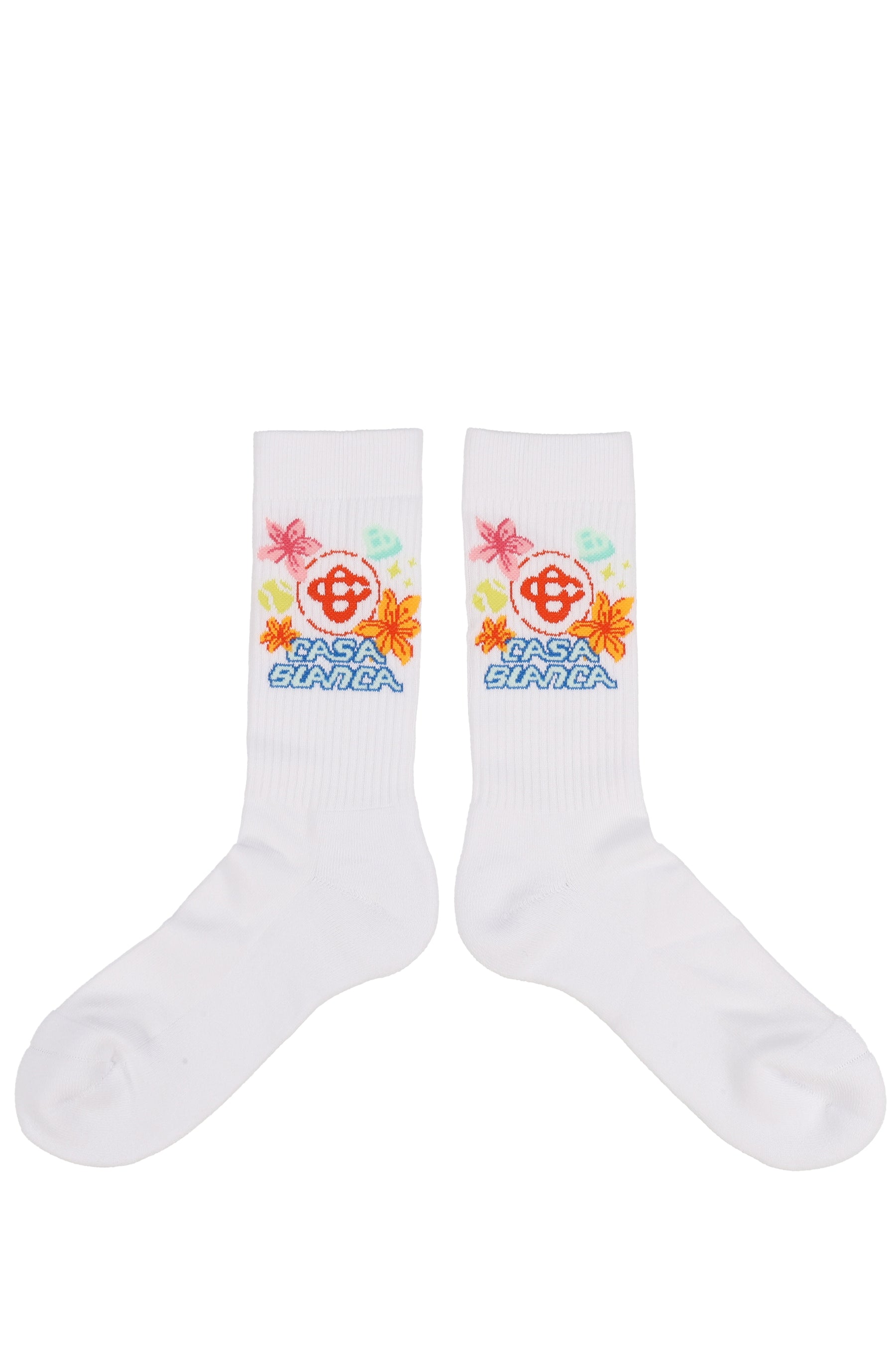 FLORAL SOCKS / WHT