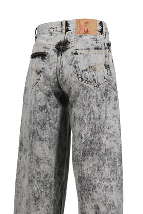 ZIP HEM JEAN / ACID WASH GRY 