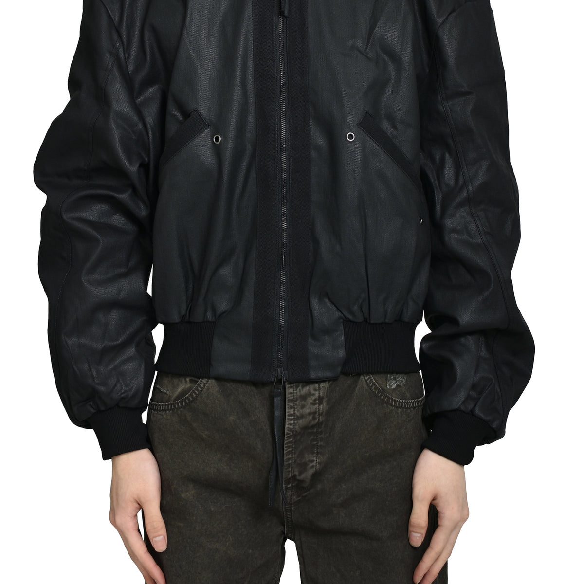 ジャケット・アウター troubled waters Waxed Parachute Bomber Troubled Waters FW25 Waxed Parachute Bomber / Black - Nubian