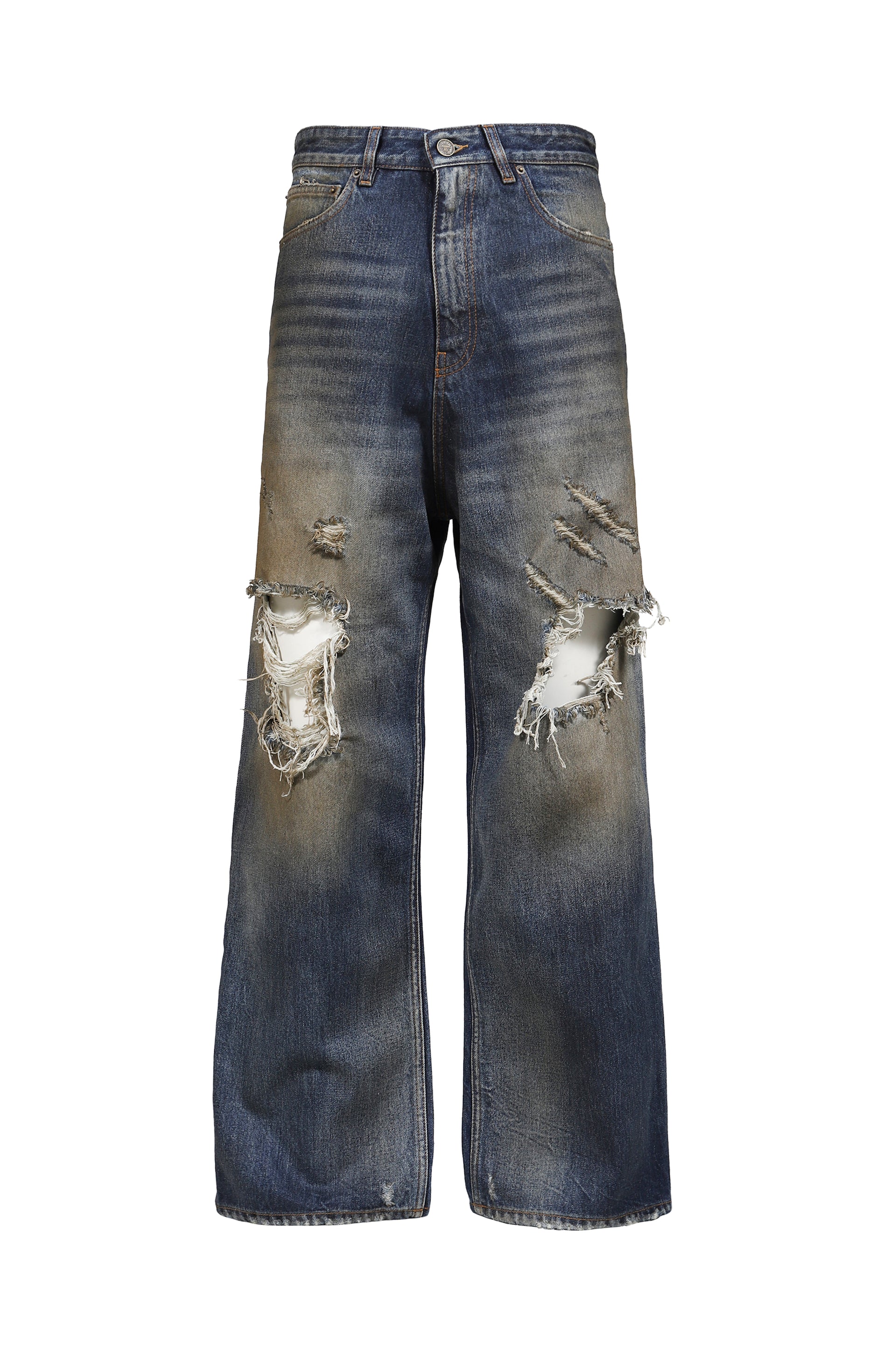 TRASHED JEANS / WASHED CUT BLU