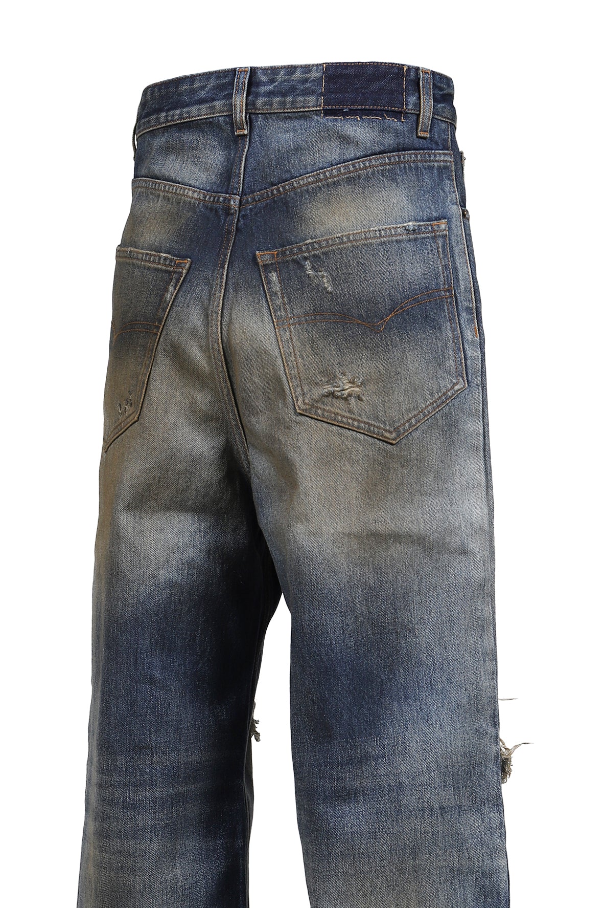 TRASHED JEANS / WASHED CUT BLU
