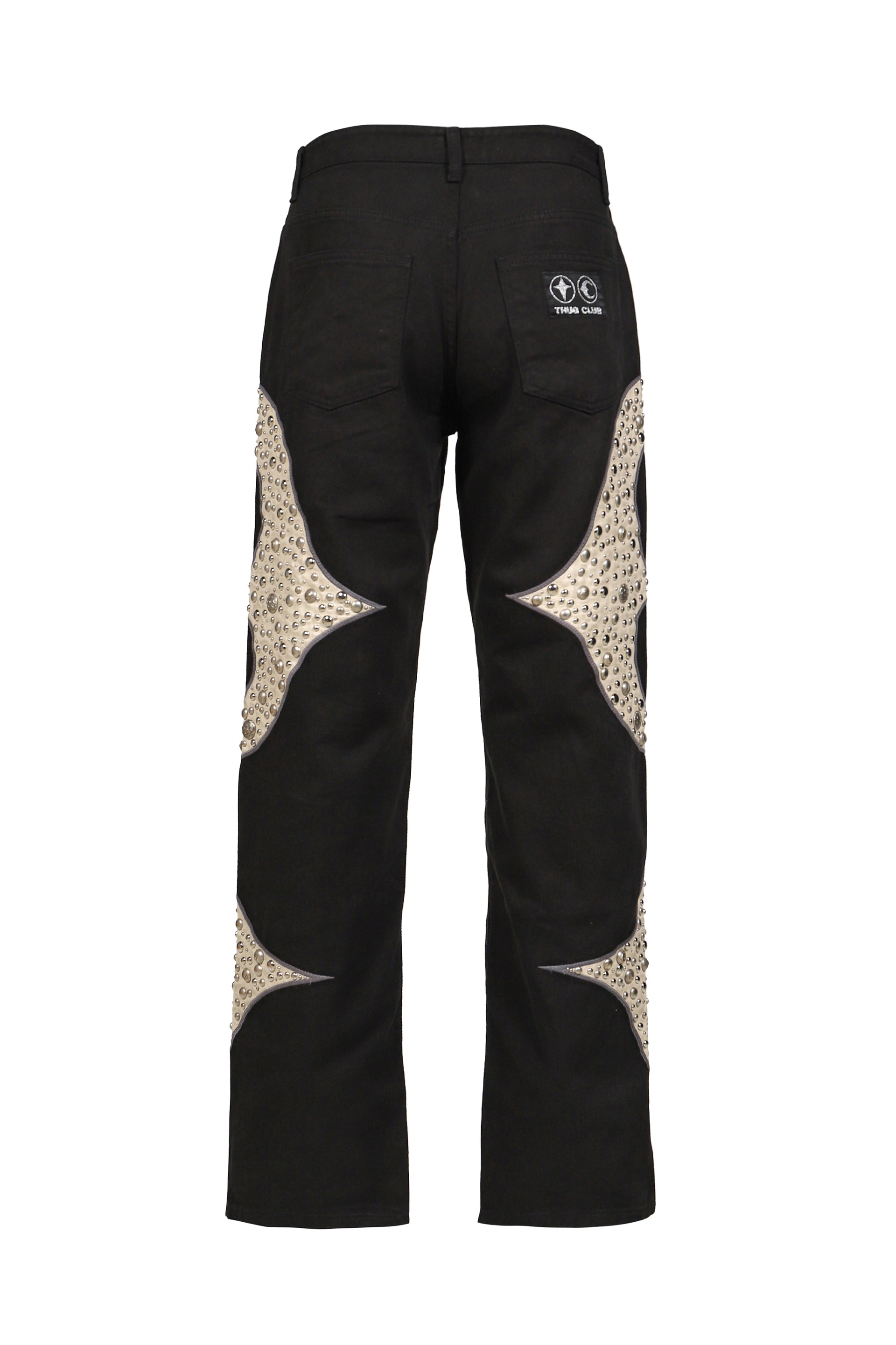 IRON STEEL FOCUS LEATHER DENIM PANTS / BLK