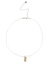 MINI FLOCKED BEAR PEARL NECKLACE / PNK