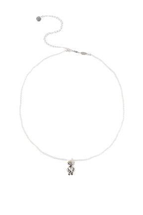 MINI FLOCKED BEAR PEARL NECKLACE / PNK