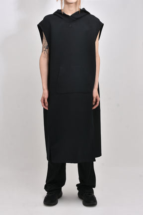 COCOON HOODED TWILL TUNIC / BLK