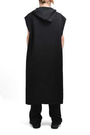 COCOON HOODED TWILL TUNIC / BLK