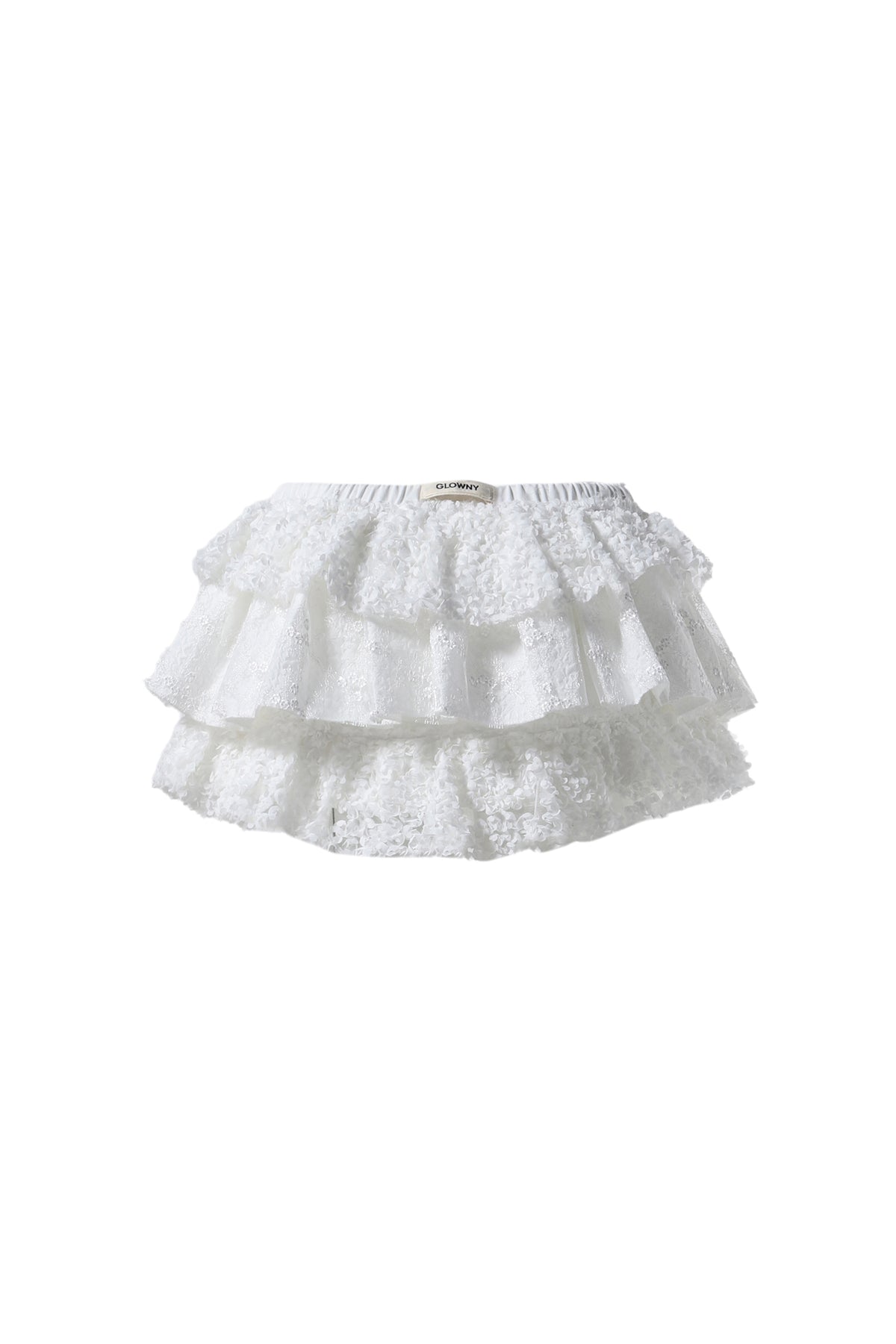 GIRLFRIEND LACE RUFFLE MINI SKIRT  / IVORY