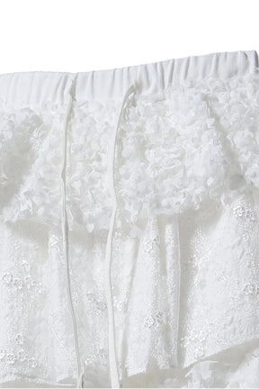 GIRLFRIEND LACE RUFFLE MINI SKIRT  / IVORY