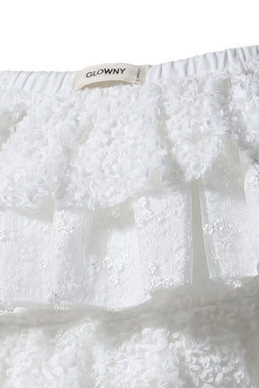 GIRLFRIEND LACE RUFFLE MINI SKIRT  / IVORY