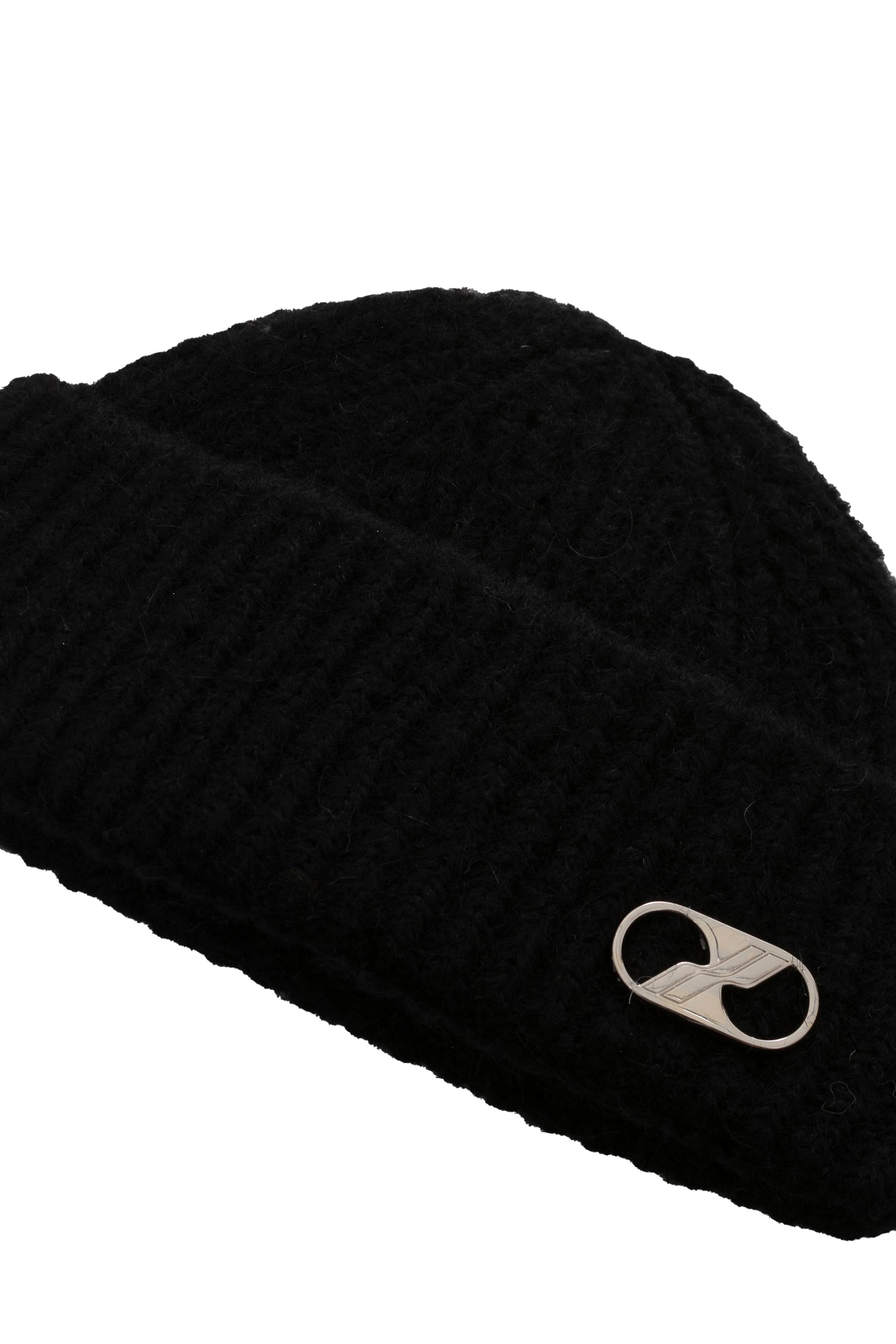 WE11DONE FW23 BLACK EMBROIDERED LOGO METAL SHORT BEANIE / BLK -NUBIAN