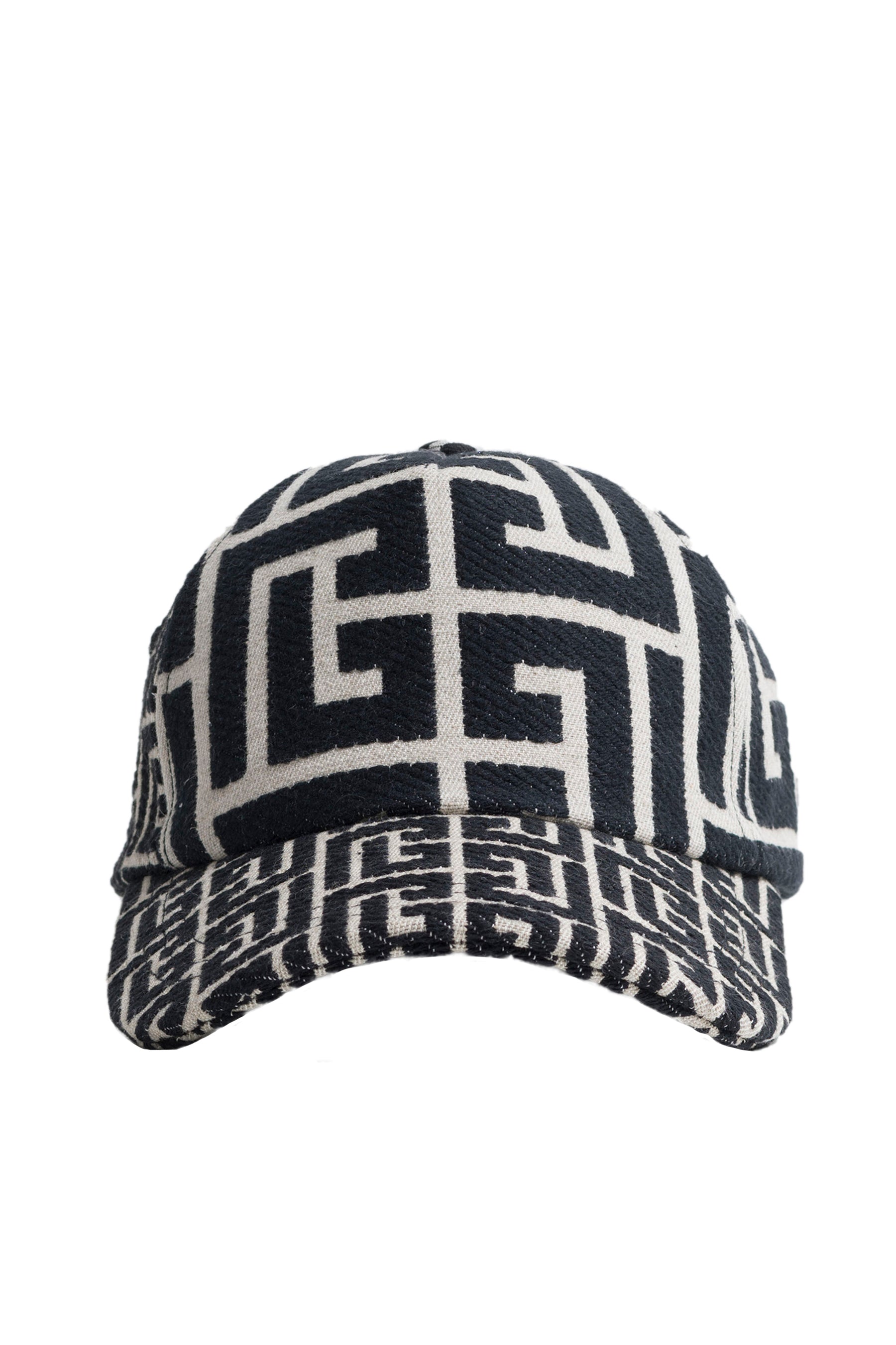 BALMAIN SS23 MIX MONOGRAM JACQUARD CAP / BLK WHT -NUBIAN