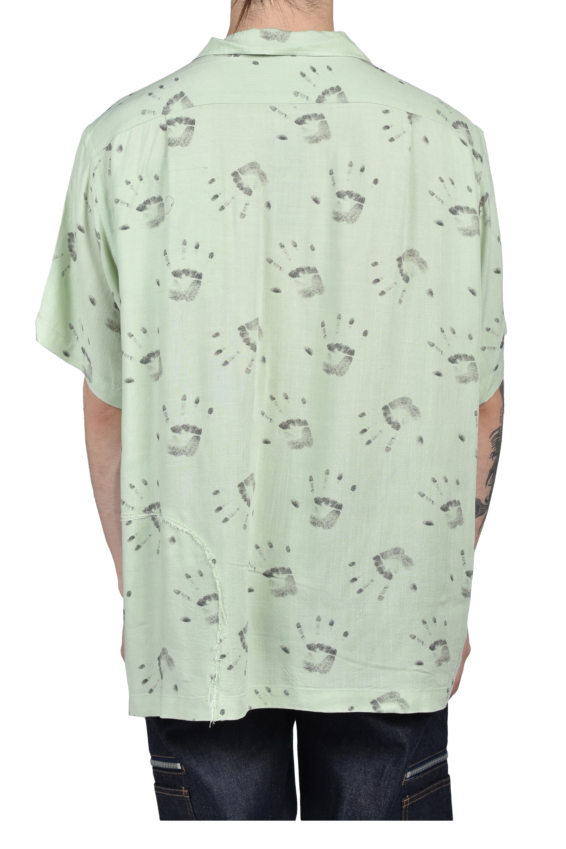 HANDPRINT SS SHIRT AGED / L.GRN