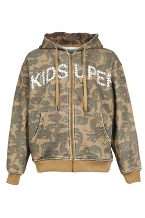 FACE CAMO HOODIE / DARK GRN