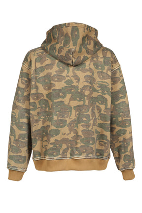 FACE CAMO HOODIE / DARK GRN
