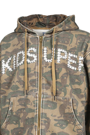 FACE CAMO HOODIE / DARK GRN