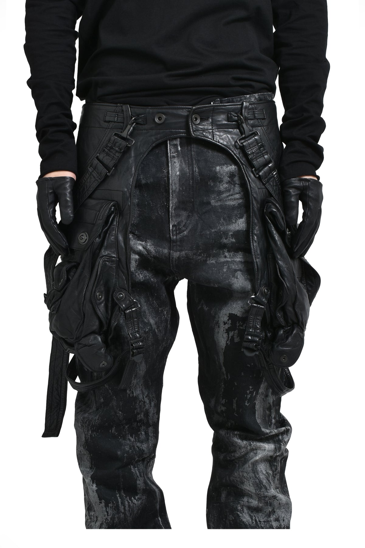 LAMB SKIN GASMASK. SKIRT / BLK