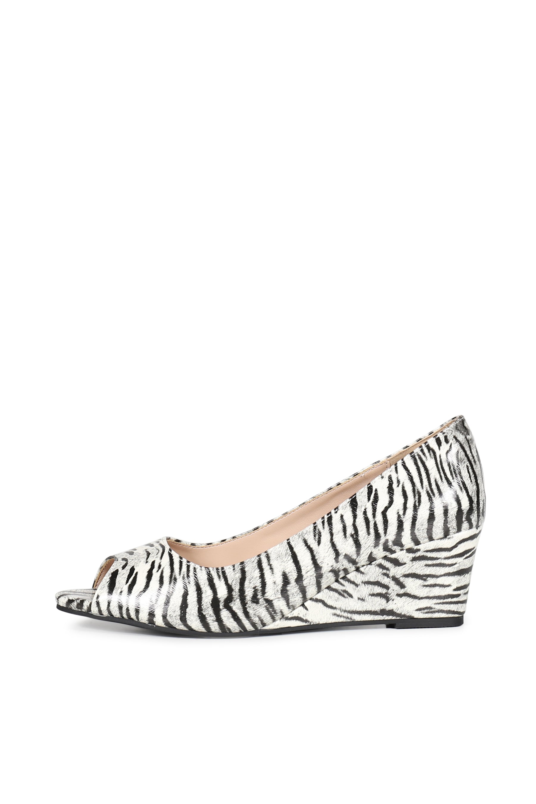 OPEN-TOE MULE WEDGE IN ZEBRA PRINT / ZEBRA PRINT