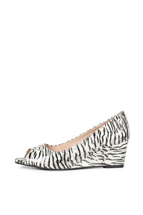 OPEN-TOE MULE WEDGE IN ZEBRA PRINT / ZEBRA PRINT