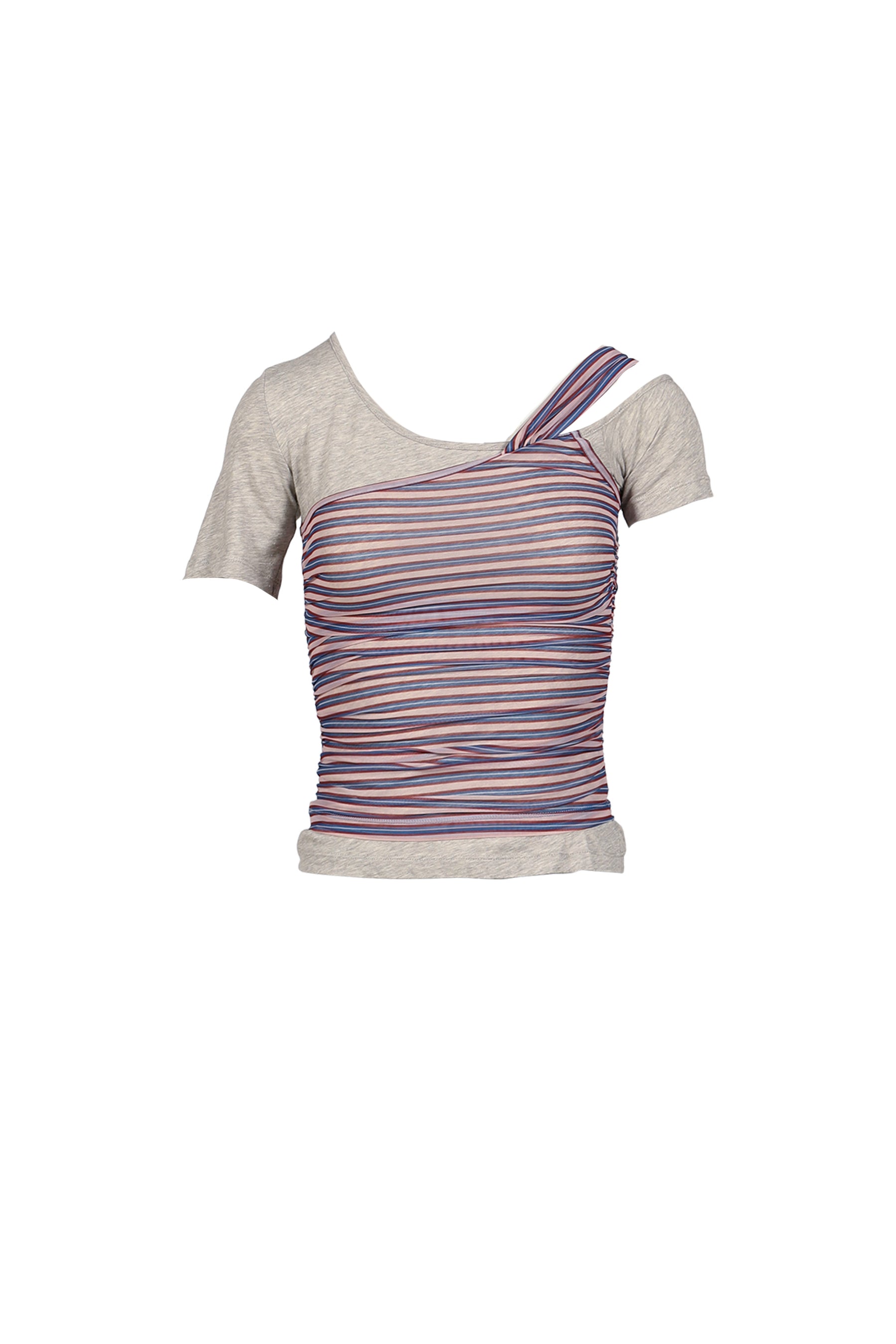LAYERING DECONSTRUCTED STRIPED TOPS / GRY