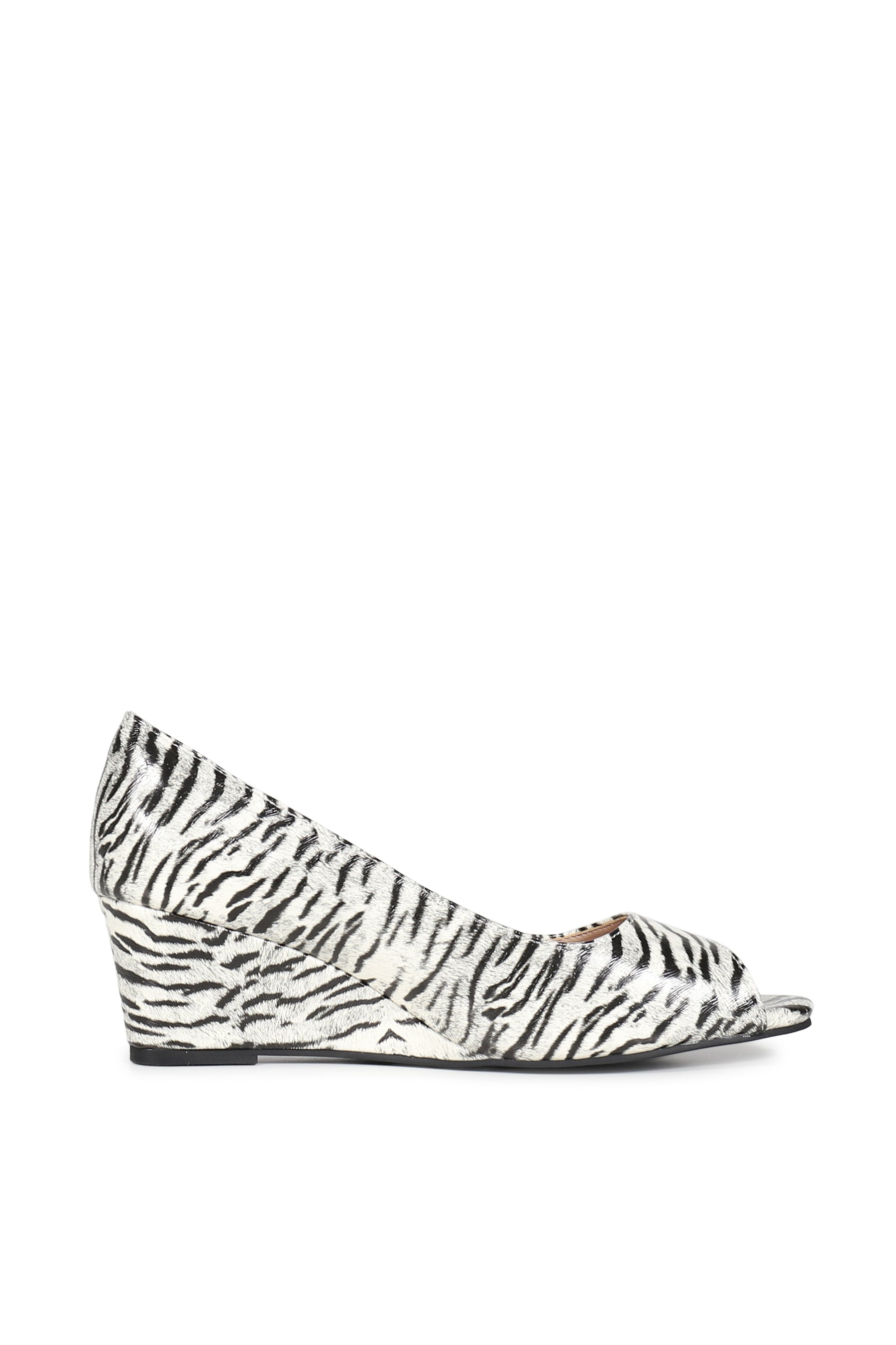OPEN-TOE MULE WEDGE IN ZEBRA PRINT / ZEBRA PRINT