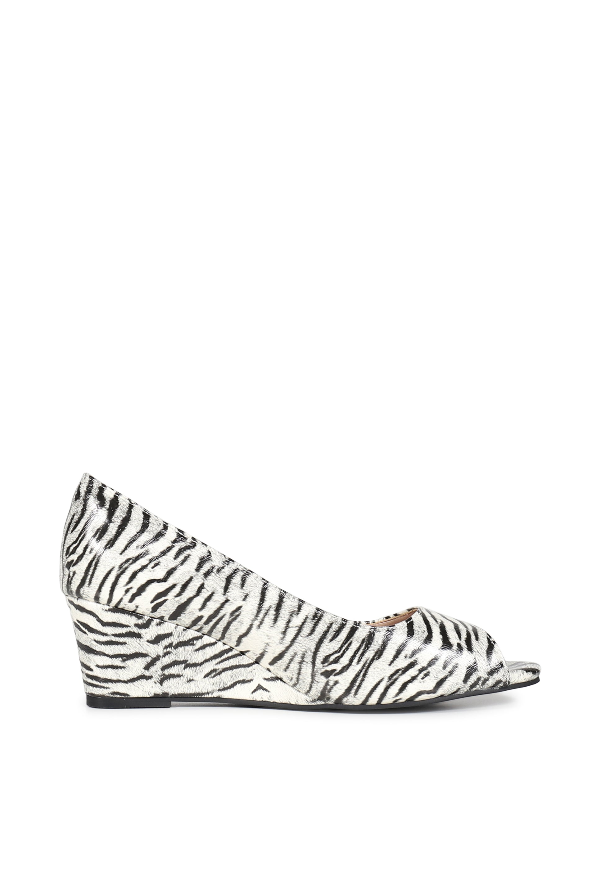 OPEN-TOE MULE WEDGE IN ZEBRA PRINT / ZEBRA PRINT