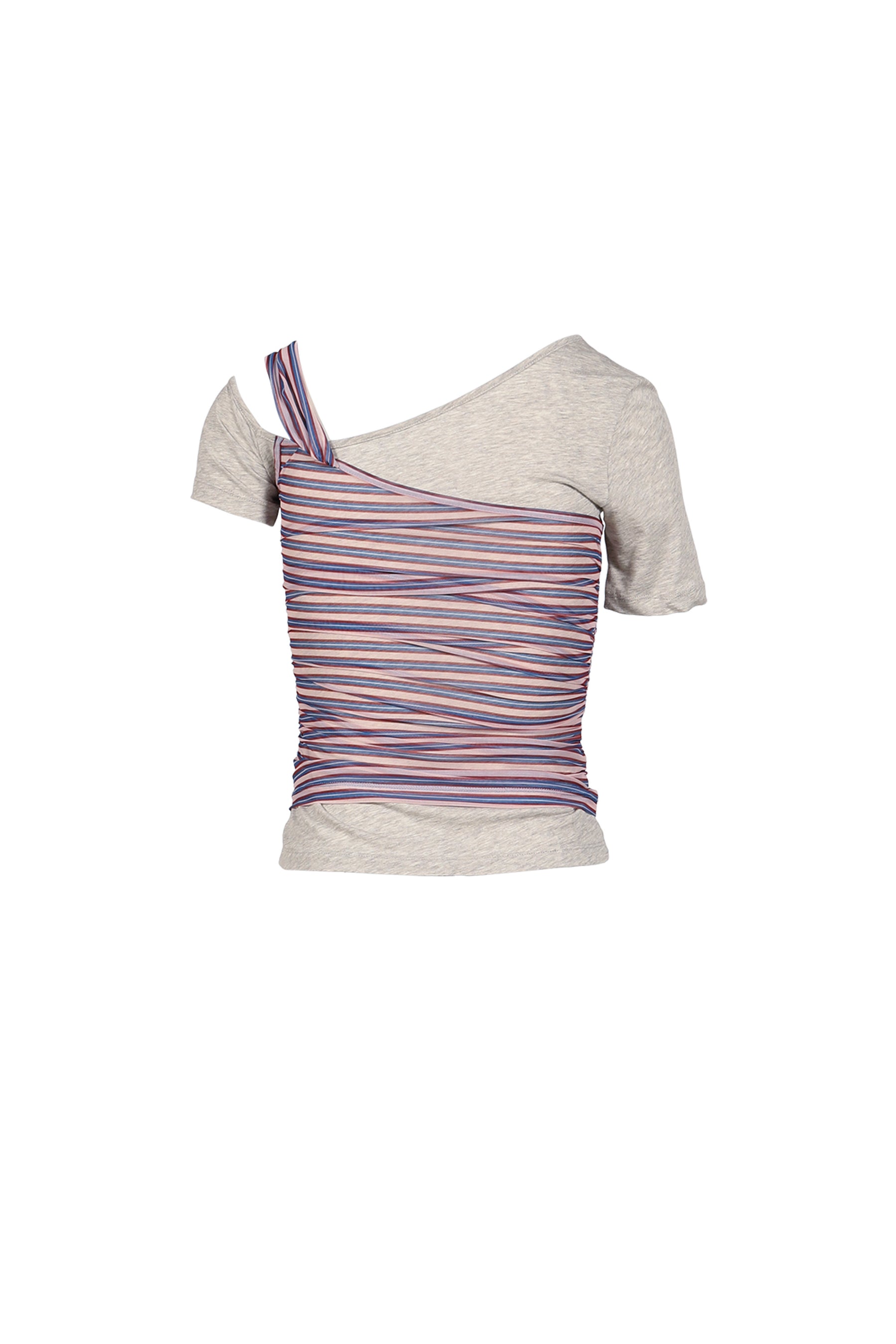 LAYERING DECONSTRUCTED STRIPED TOPS / GRY