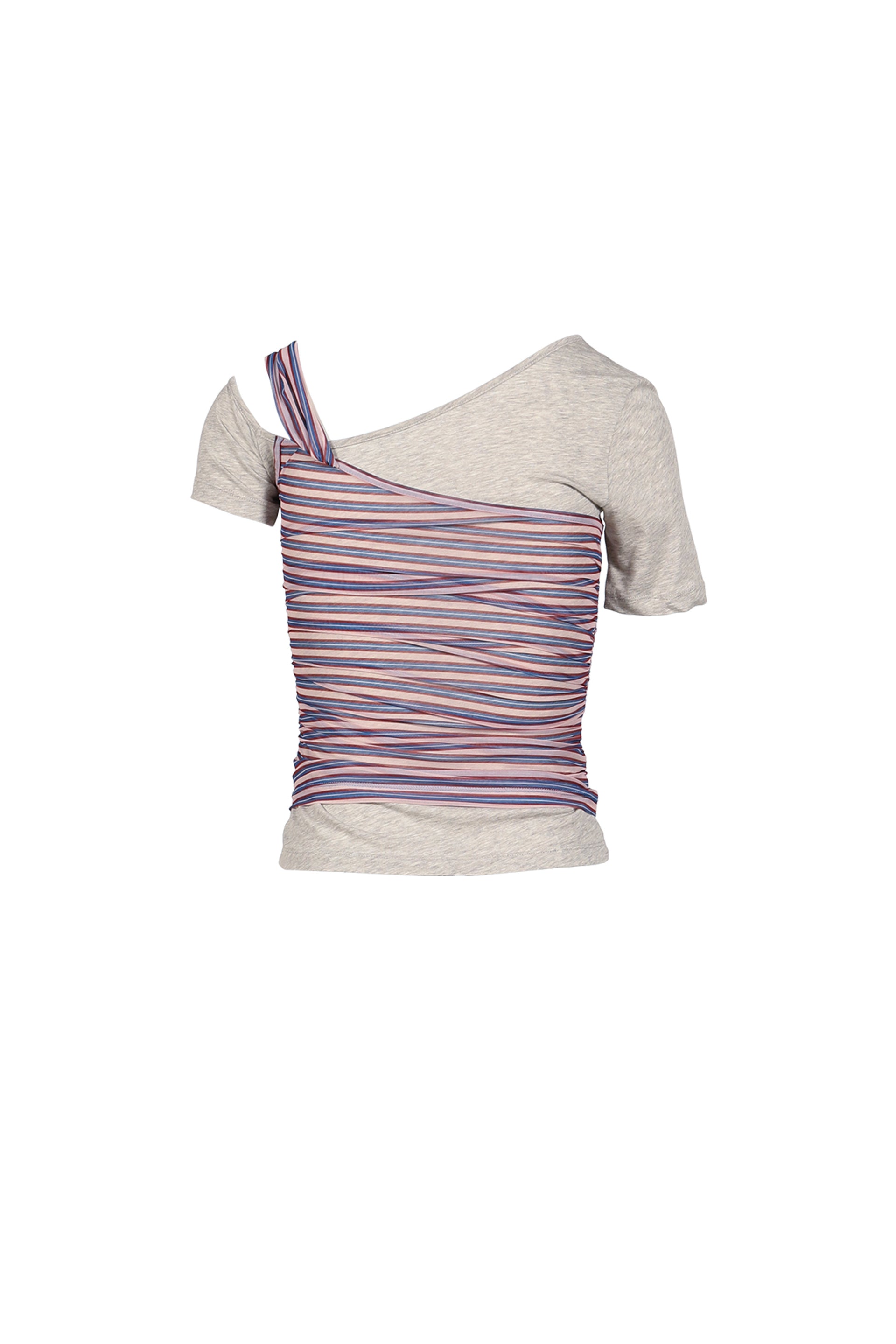 LAYERING DECONSTRUCTED STRIPED TOPS / GRY