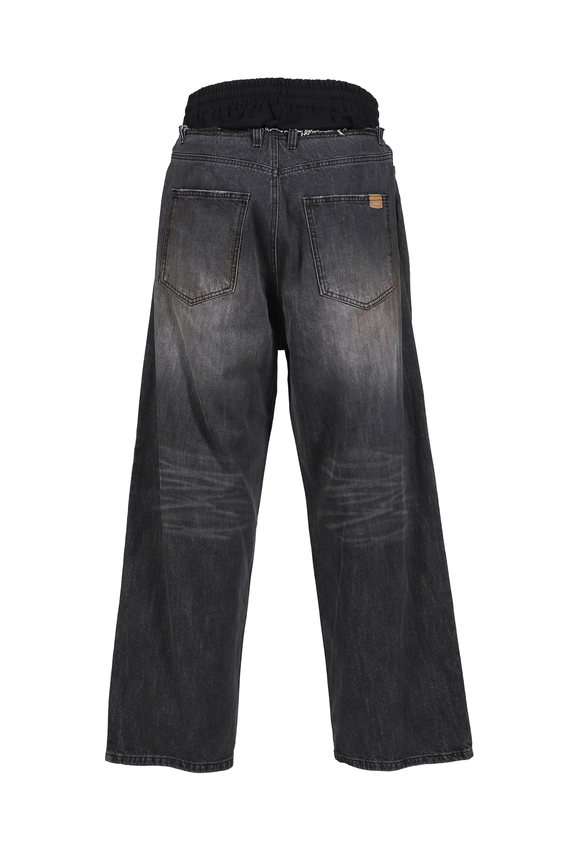 SWEATPANTS LAYERED DENIM PANTS / BLK