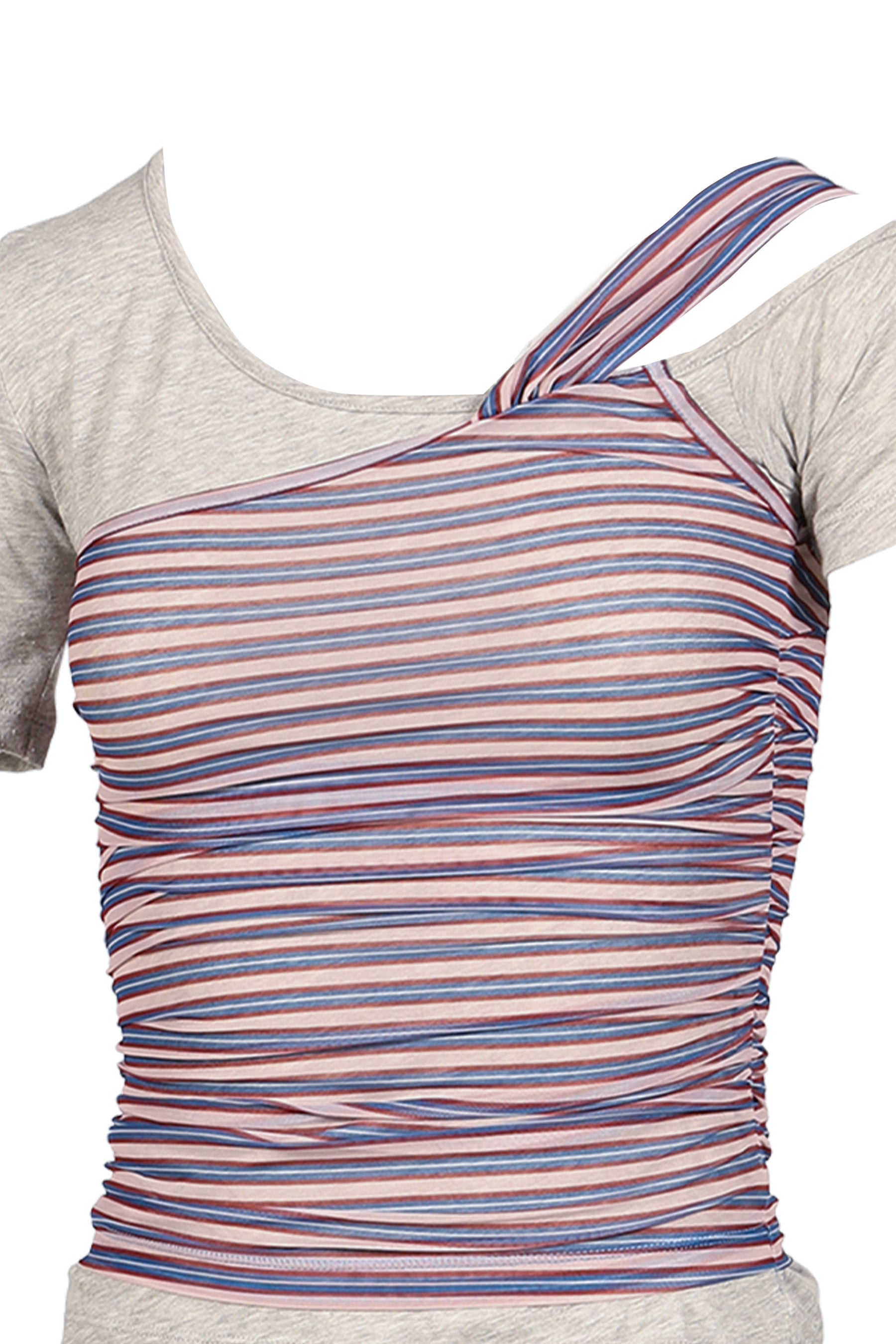 LAYERING DECONSTRUCTED STRIPED TOPS / GRY
