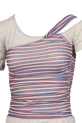 LAYERING DECONSTRUCTED STRIPED TOPS / GRY