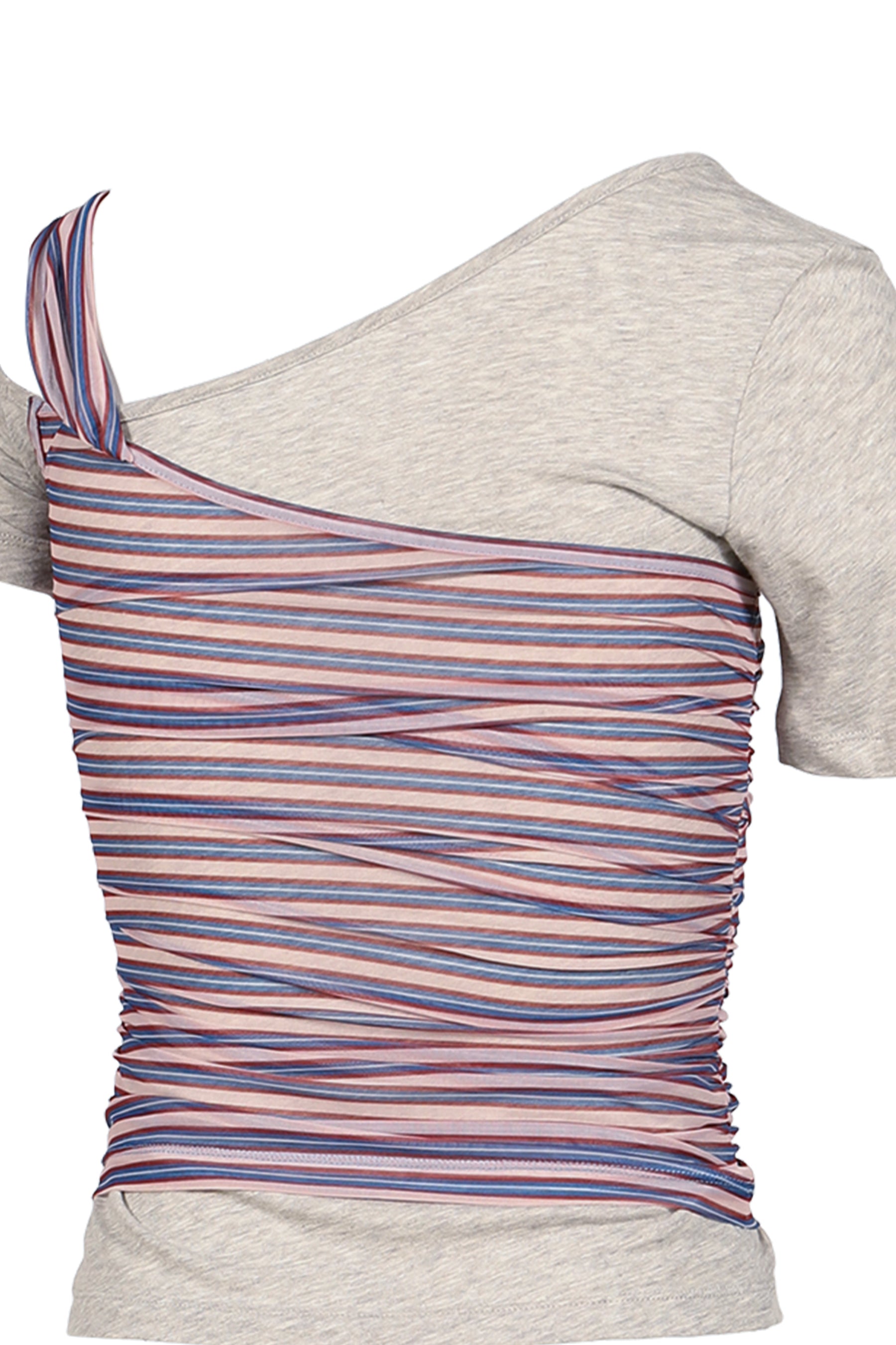 LAYERING DECONSTRUCTED STRIPED TOPS / GRY