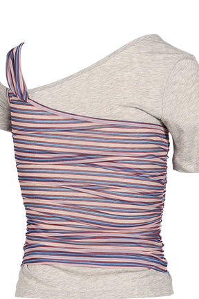 LAYERING DECONSTRUCTED STRIPED TOPS / GRY