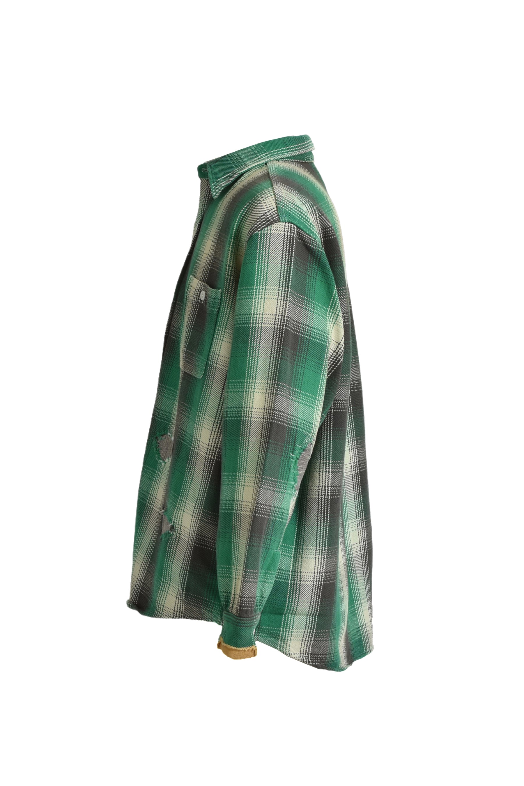 HEAVY WEIGHT FLANNEL SHIRTS AGING / GRN WHT REPAIRED